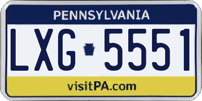 PA license plate LXG5551