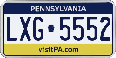 PA license plate LXG5552