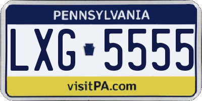 PA license plate LXG5555