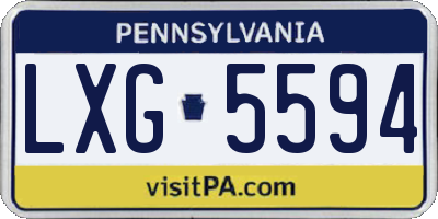 PA license plate LXG5594
