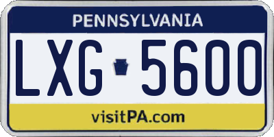 PA license plate LXG5600