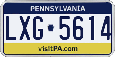 PA license plate LXG5614