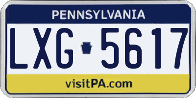 PA license plate LXG5617