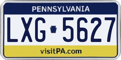 PA license plate LXG5627