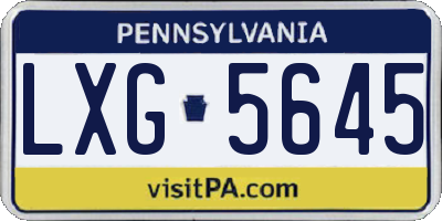 PA license plate LXG5645