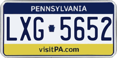 PA license plate LXG5652