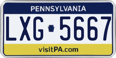 PA license plate LXG5667