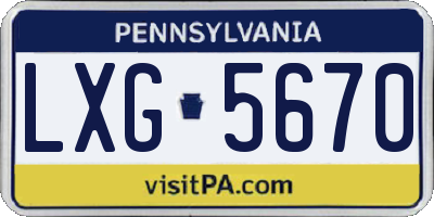 PA license plate LXG5670