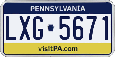 PA license plate LXG5671