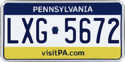 PA license plate LXG5672