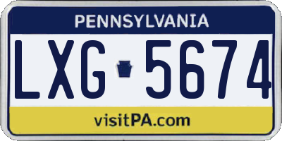 PA license plate LXG5674