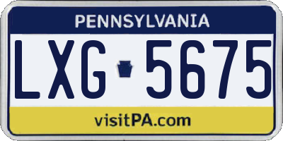 PA license plate LXG5675