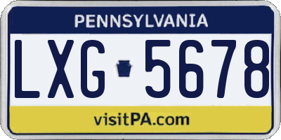 PA license plate LXG5678