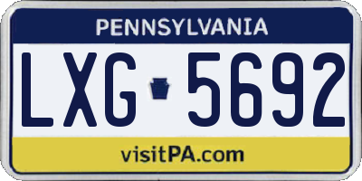 PA license plate LXG5692