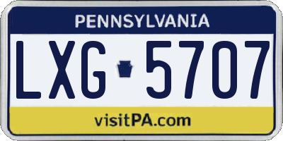 PA license plate LXG5707