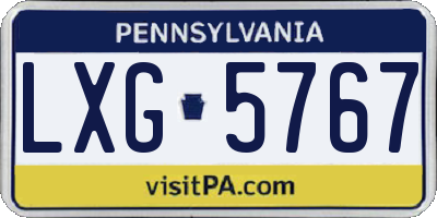 PA license plate LXG5767