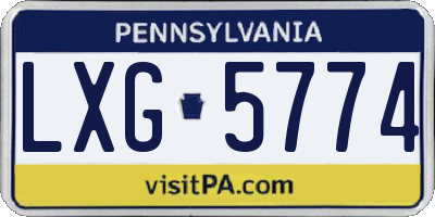 PA license plate LXG5774