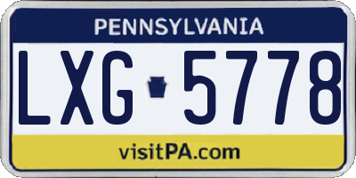 PA license plate LXG5778