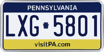 PA license plate LXG5801