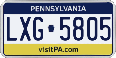 PA license plate LXG5805