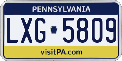 PA license plate LXG5809
