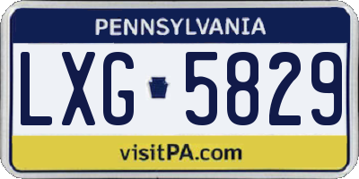 PA license plate LXG5829
