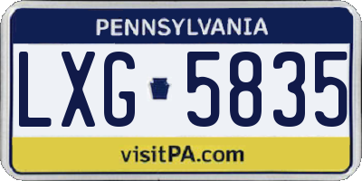 PA license plate LXG5835