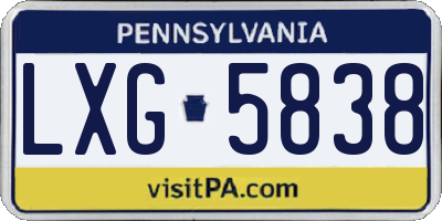 PA license plate LXG5838