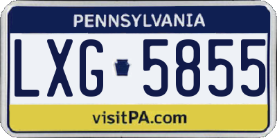 PA license plate LXG5855