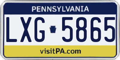 PA license plate LXG5865