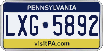 PA license plate LXG5892