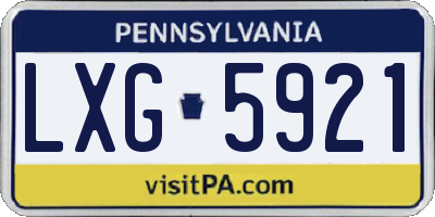 PA license plate LXG5921