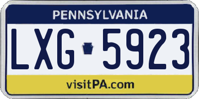 PA license plate LXG5923