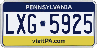 PA license plate LXG5925