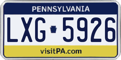 PA license plate LXG5926