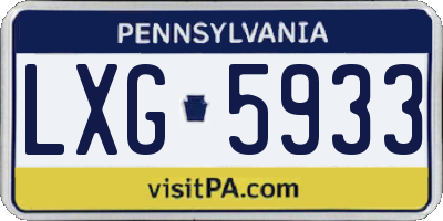 PA license plate LXG5933