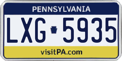 PA license plate LXG5935