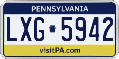PA license plate LXG5942