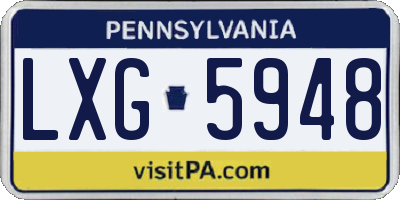 PA license plate LXG5948