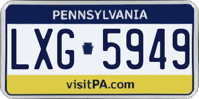 PA license plate LXG5949
