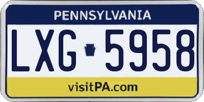 PA license plate LXG5958