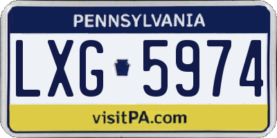 PA license plate LXG5974