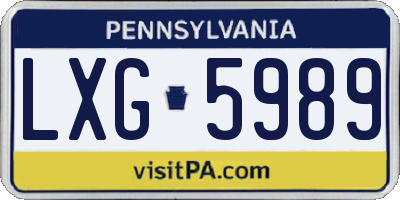 PA license plate LXG5989