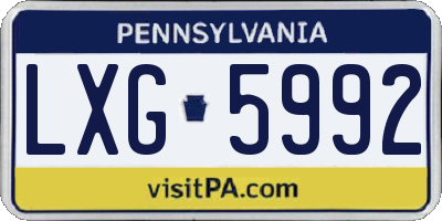 PA license plate LXG5992