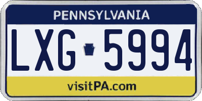 PA license plate LXG5994