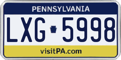 PA license plate LXG5998