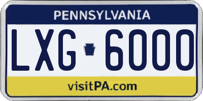 PA license plate LXG6000