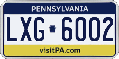 PA license plate LXG6002