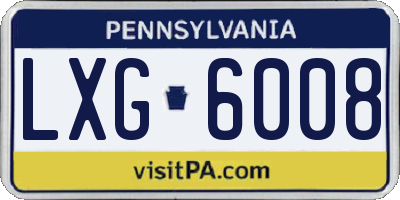 PA license plate LXG6008