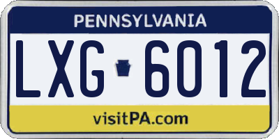 PA license plate LXG6012
